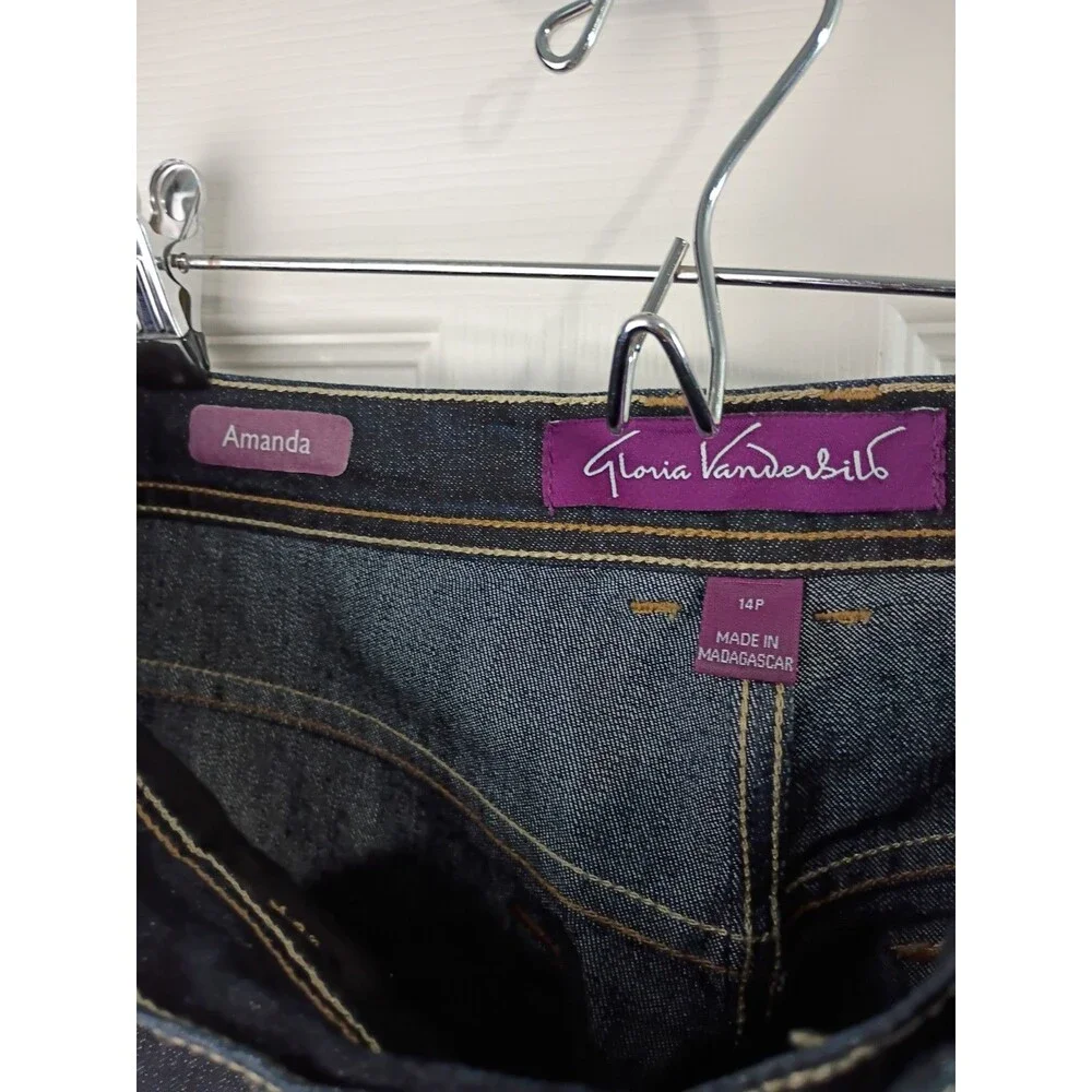 Gloria Vanderbilt Amanda Woman 14P Dark Blue Denim Jeans Casual Norm Straight